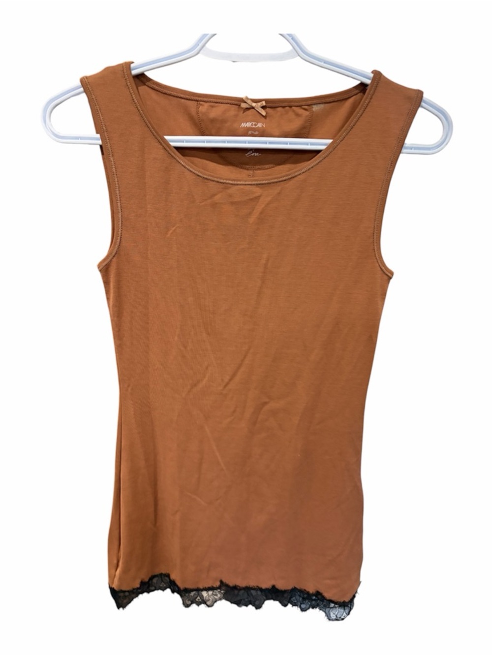 Marc Cain Brown Tank Top with Black Lace Hem - Size 2 - Brand New +80% off